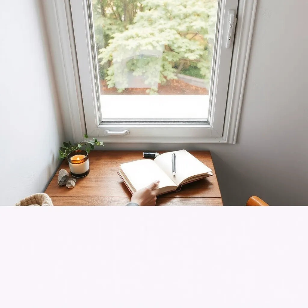 Person journaling at a desk with soft daylight, practicing manifestation techniques for clear goals